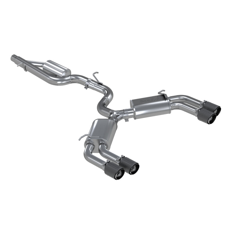 MBRP 2015 - 2020 Audi S3/RS3 Stainless Steel 3in Quad Split Rear Exit Exhaust with Carbon Fiber Tips - T304