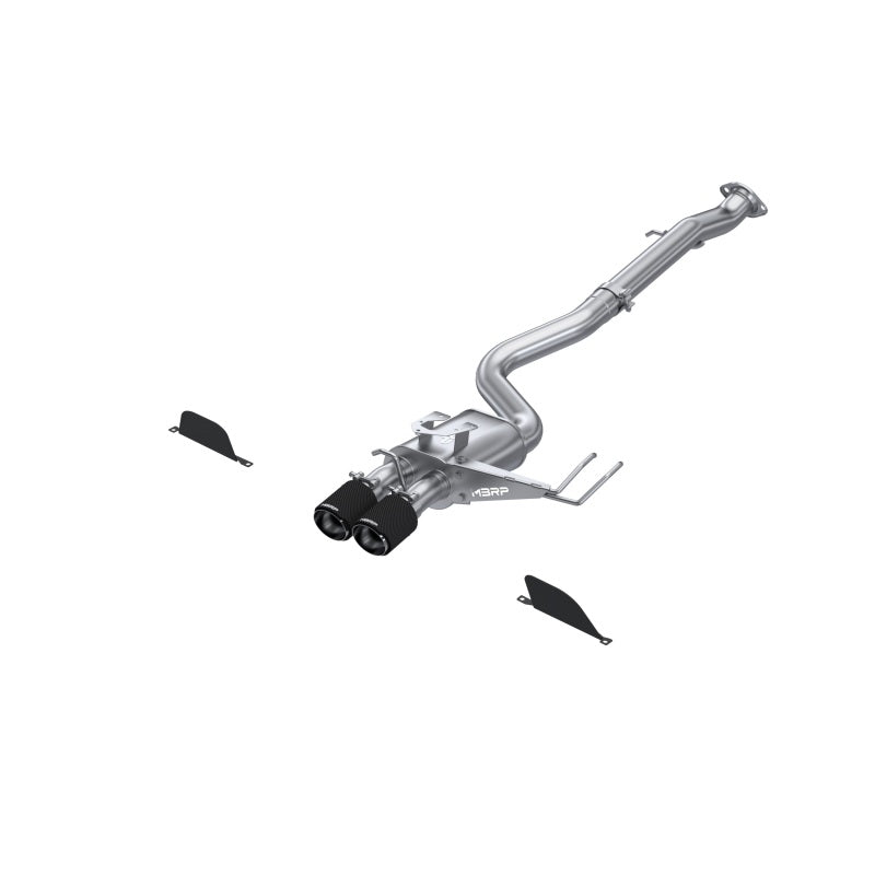 MBRP 2023-2025 Toyota GR Corolla 1.6L T304 SS 3in Cat-Back Dual Center Rear Exhaust with Carbon Fiber Tips