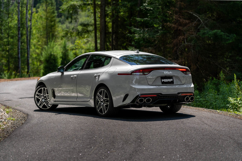 MBRP 2022 - 2023 Kia Stinger 3.3L T304 SS Cat - Back Exhaust: Dual Split Rear Quad Outlet with Factory Bezels