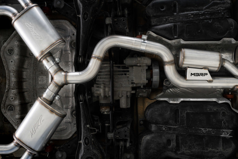 MBRP 2015 - 2020 Audi S3/RS3 Stainless Steel 3in Quad Split Rear Exit Exhaust with Carbon Fiber Tips - T304