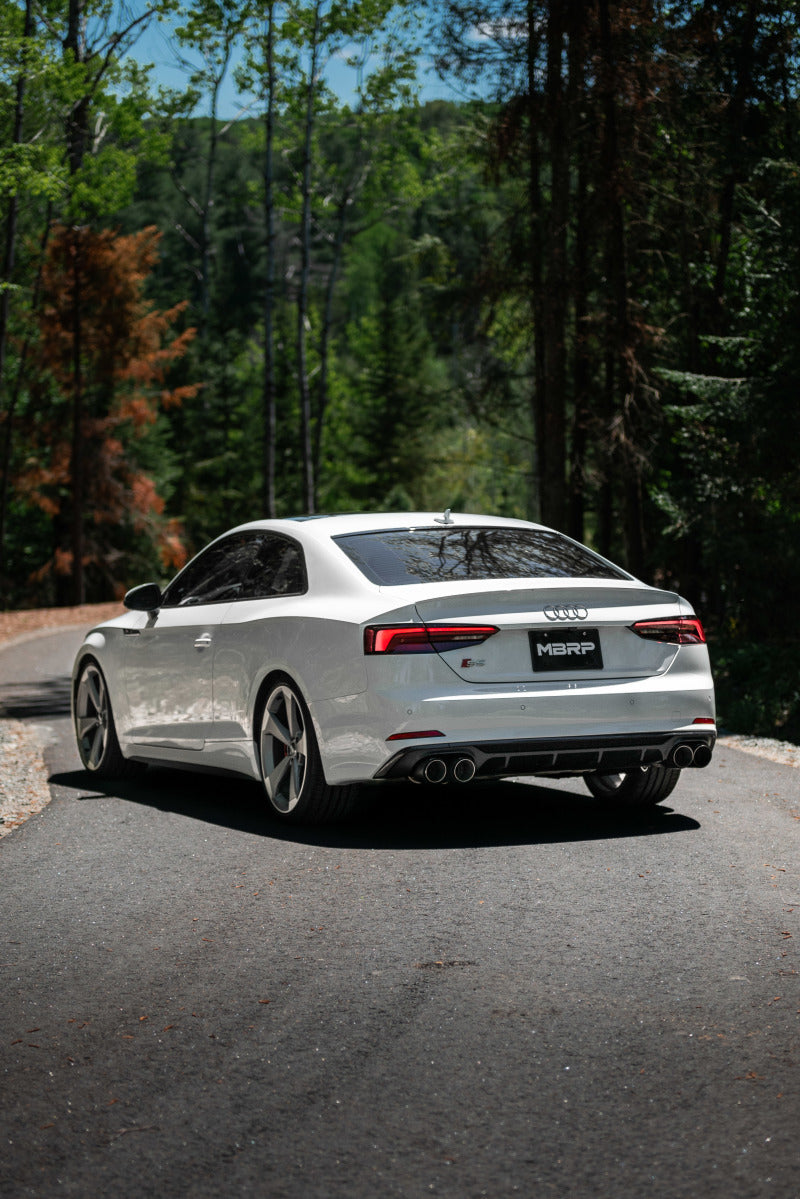 MBRP 2018 - 2024 Audi S5 Coupe/S4 Sedan T304 SS 2.5in Cat - Back Quad Rear Exit Exhaust with Carbon Fiber Tips