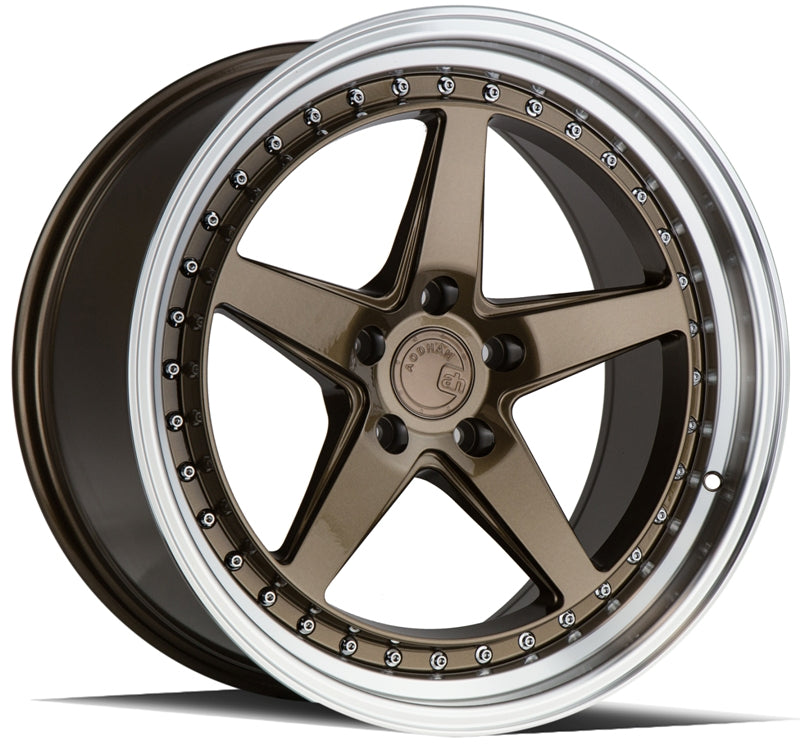 Stunning Aodhan DS05 Wheels - 19x9.5, 5x114.3, +15 Offset, 73 Center Bore, Bronze with Machined Lip!