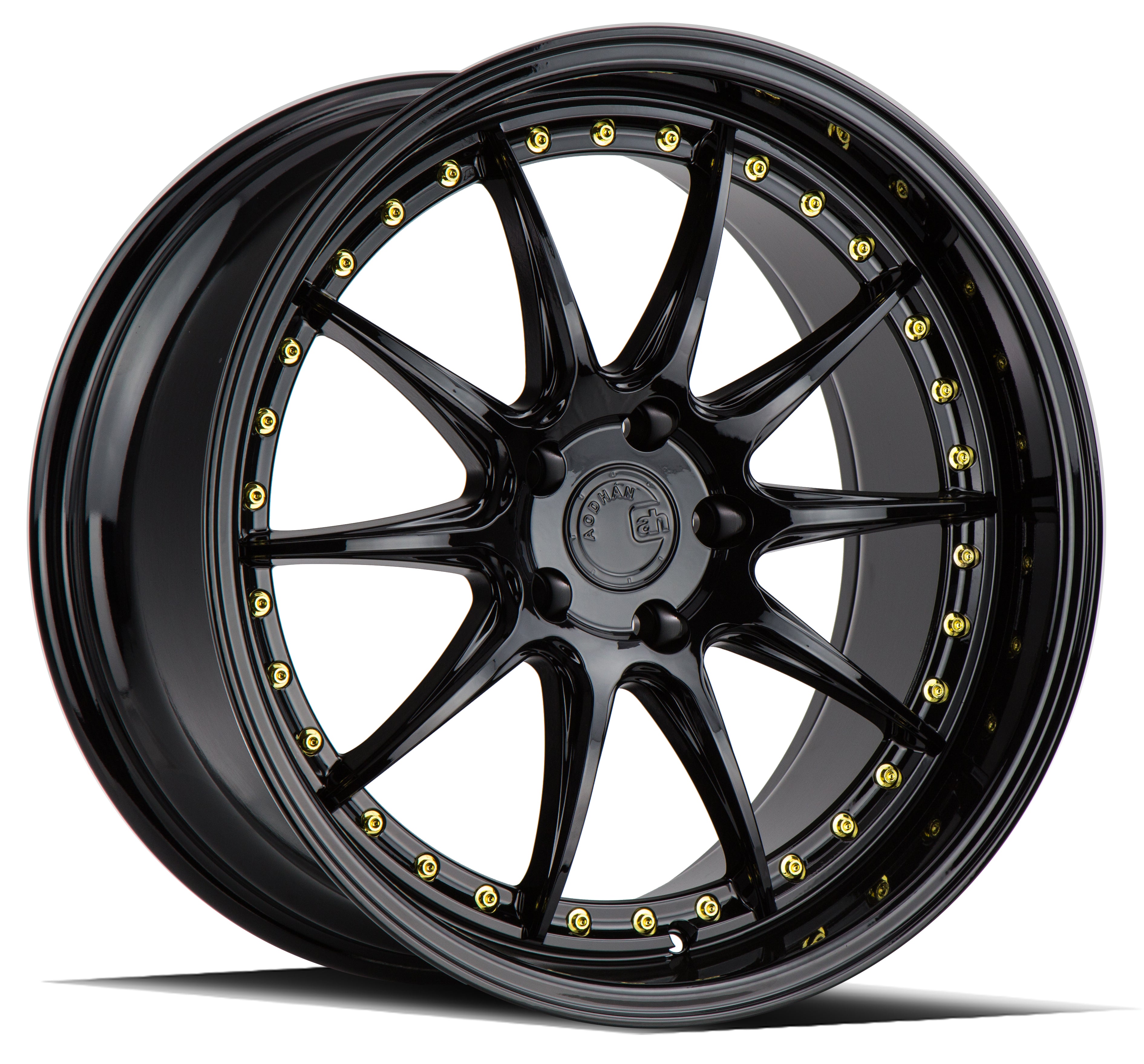 Stunning Aodhan DS07 Wheels - 19x9.5 Gloss Black with Gold Rivets, Grab Yours Now!
