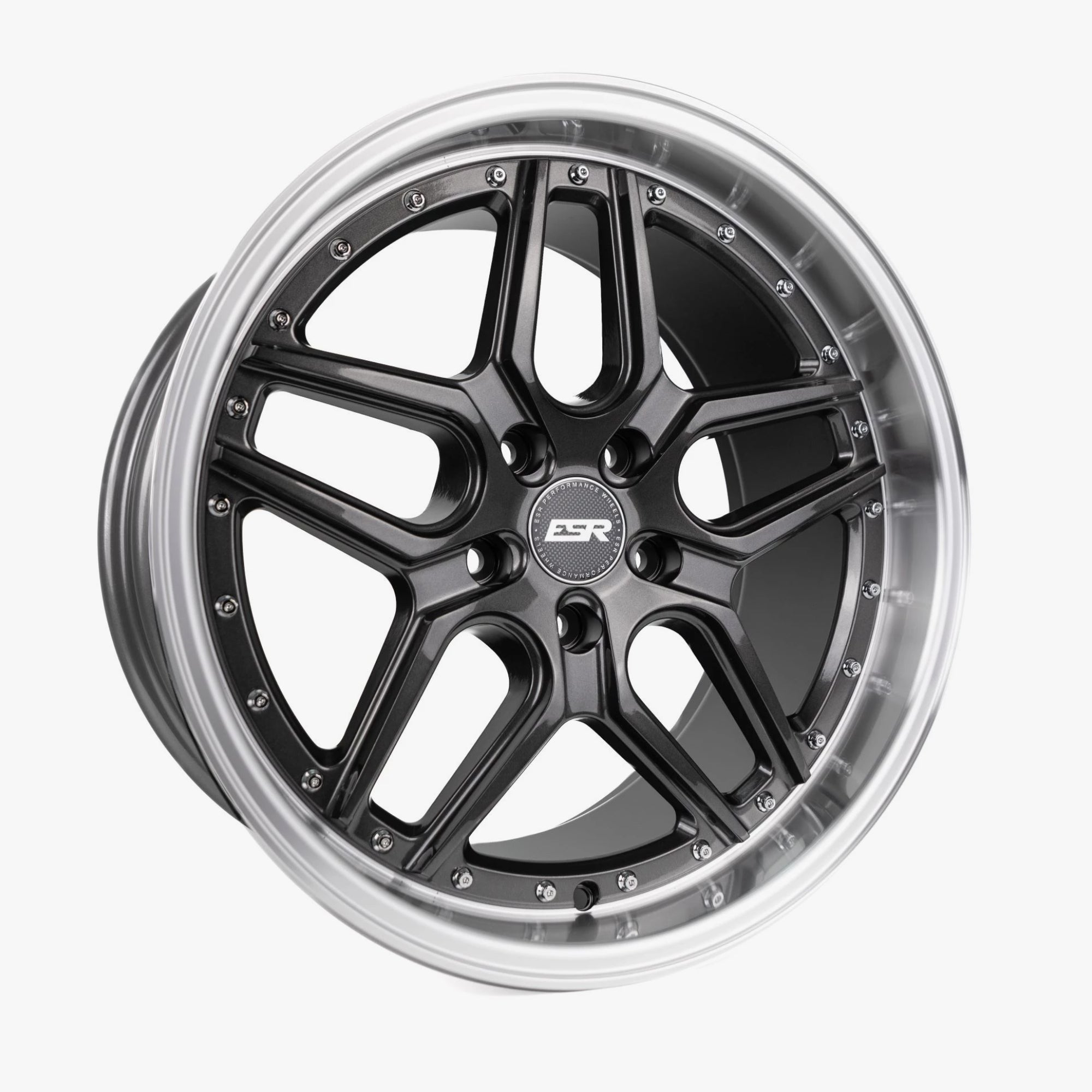 ESR CS15 Wheels: Gloss Graphite Finish with Machined Lip, Custom Drill 5x115