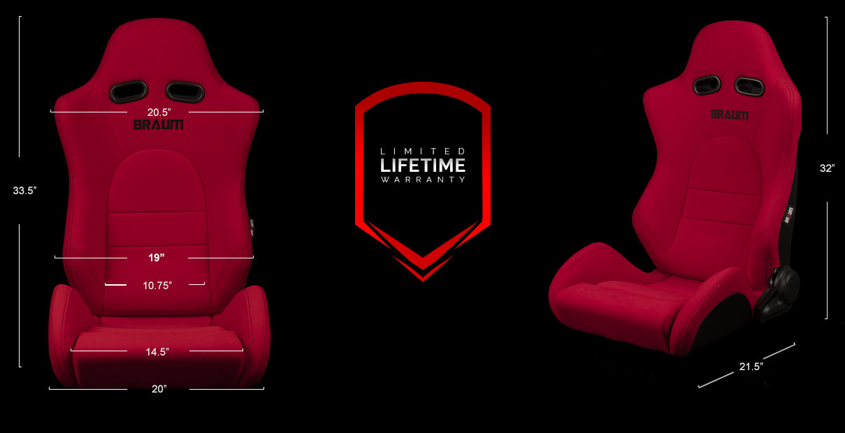 Braum Advan Series Sport Seats - Stunning Red Jacquard with Black Stitching (Pair) - Upgrade Your Ride Now!