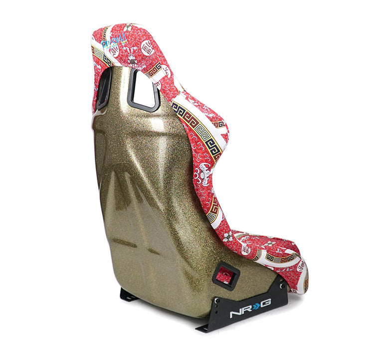 NRG FRP Bucket Seat PRISMA - DYNASTY Edition: Large Vegan Seat with Gold Pearlized Back