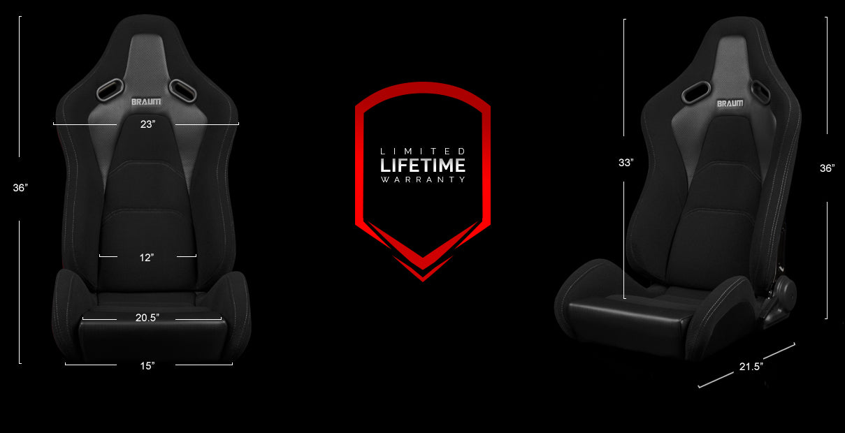 Braum Falcon-S Composite FRP Reclining Seats - Black Jacquard (Pair) - Elevate Your Ride!
