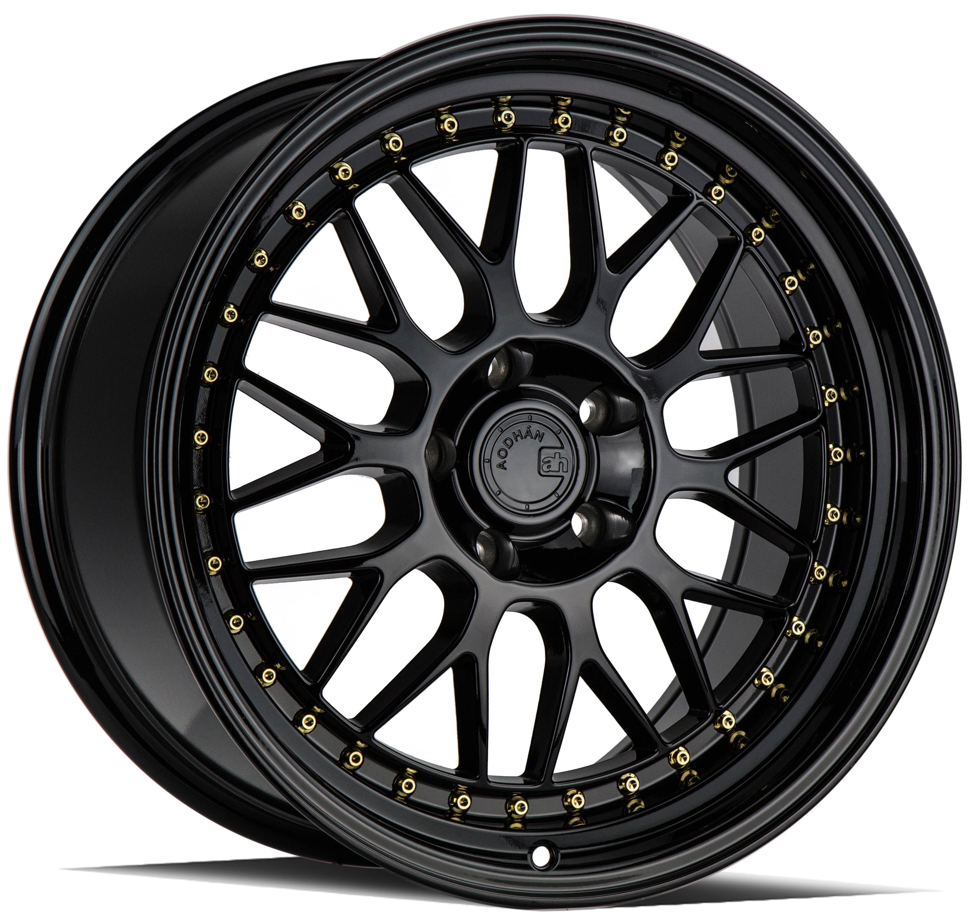 Stunning Aodhan AH02 Wheels - 19x8.5 Gloss Black with Gold Rivet, Grab Yours Now!