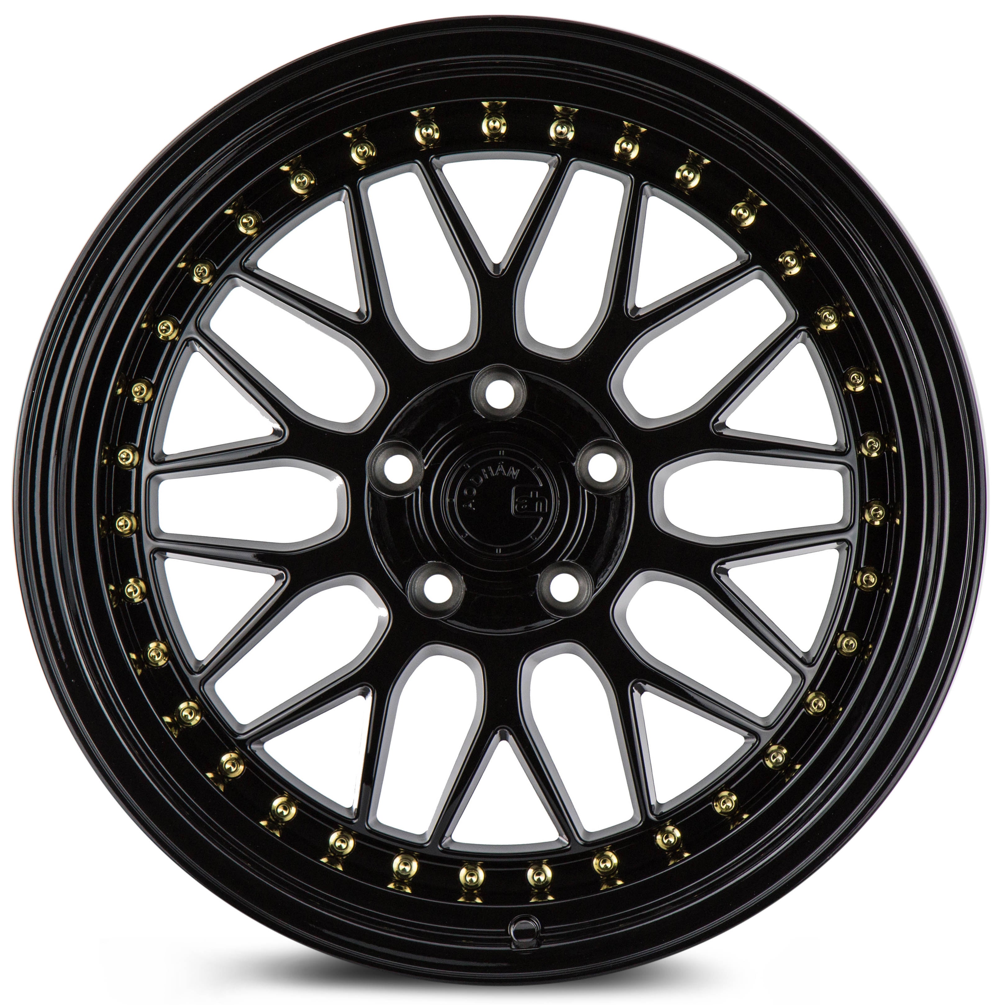 Stunning Aodhan AH02 Wheels - 19x8.5 Gloss Black with Gold Rivet, Grab Yours Now!