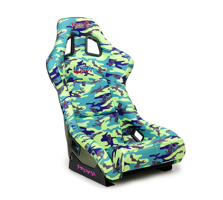 NRG FRP Bucket Seat PRISMA - GIJ Green Camo Edition: Vegan Luxury with Green Pearlized Back (Medium)