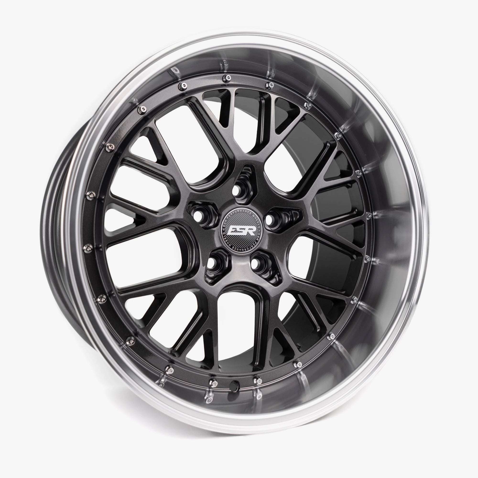 ESR CS11 18x9.5 5x112 (Custom Drill) ET15 Gloss Graphite / Machined Lip - Customize Your Ride Now!