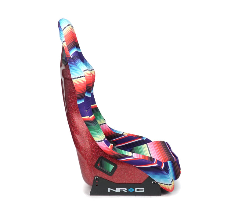 NRG FRP Prisma Bucket Seat - Mexicali Edition: Large Vegan Seat with Red Pearlized Back