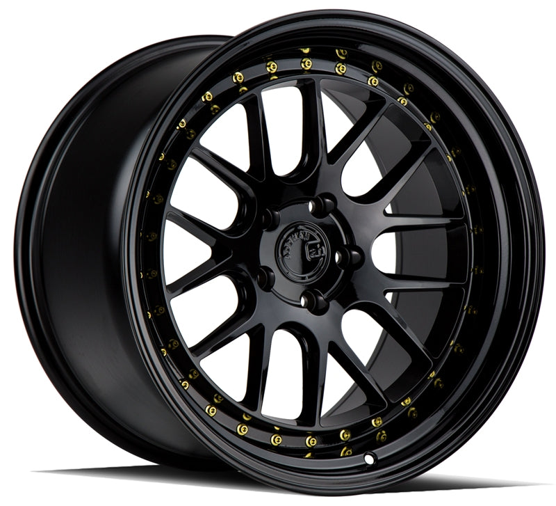 Stunning Aodhan DS06 Wheels - 18x9.5 Gloss Black with Gold Rivets! Get Yours Now!