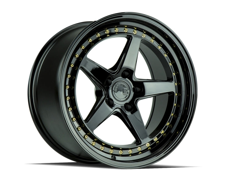 Stunning Aodhan DS05 Wheels - 18x9.5 Gloss Black with Gold Rivets! Grab Yours Now!