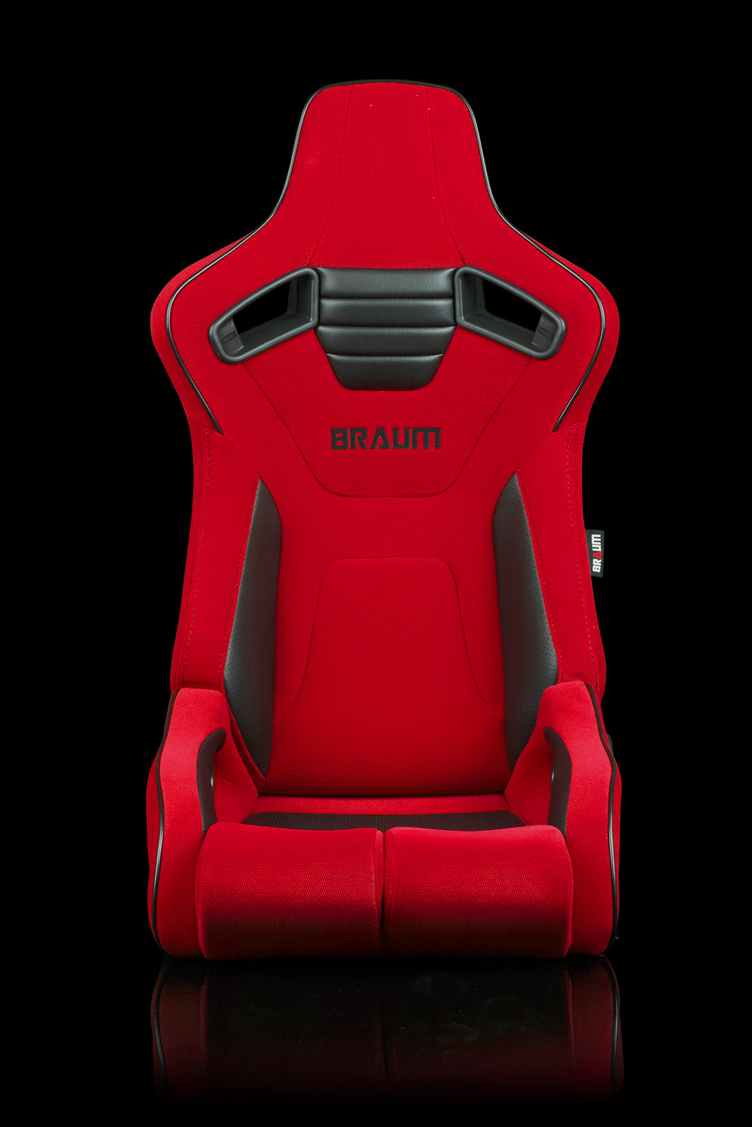 Braum Elite-R Series Reclinable Bucket Seats - Stunning Red Cloth with Black Piping (Pair)