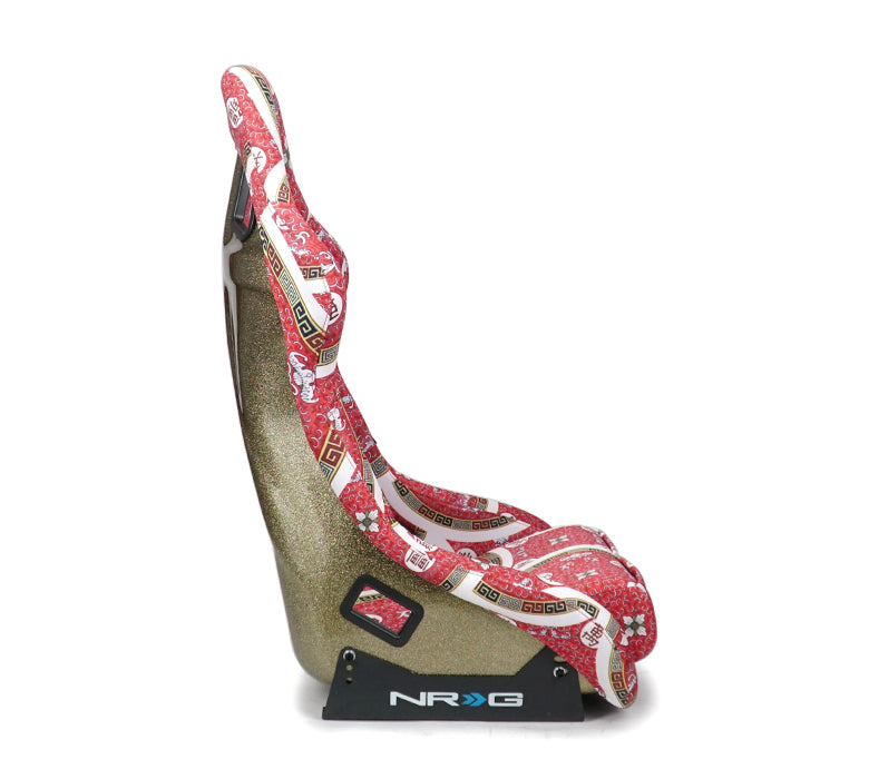 NRG FRP Bucket Seat PRISMA - DYNASTY Edition: Large Vegan Seat with Gold Pearlized Back