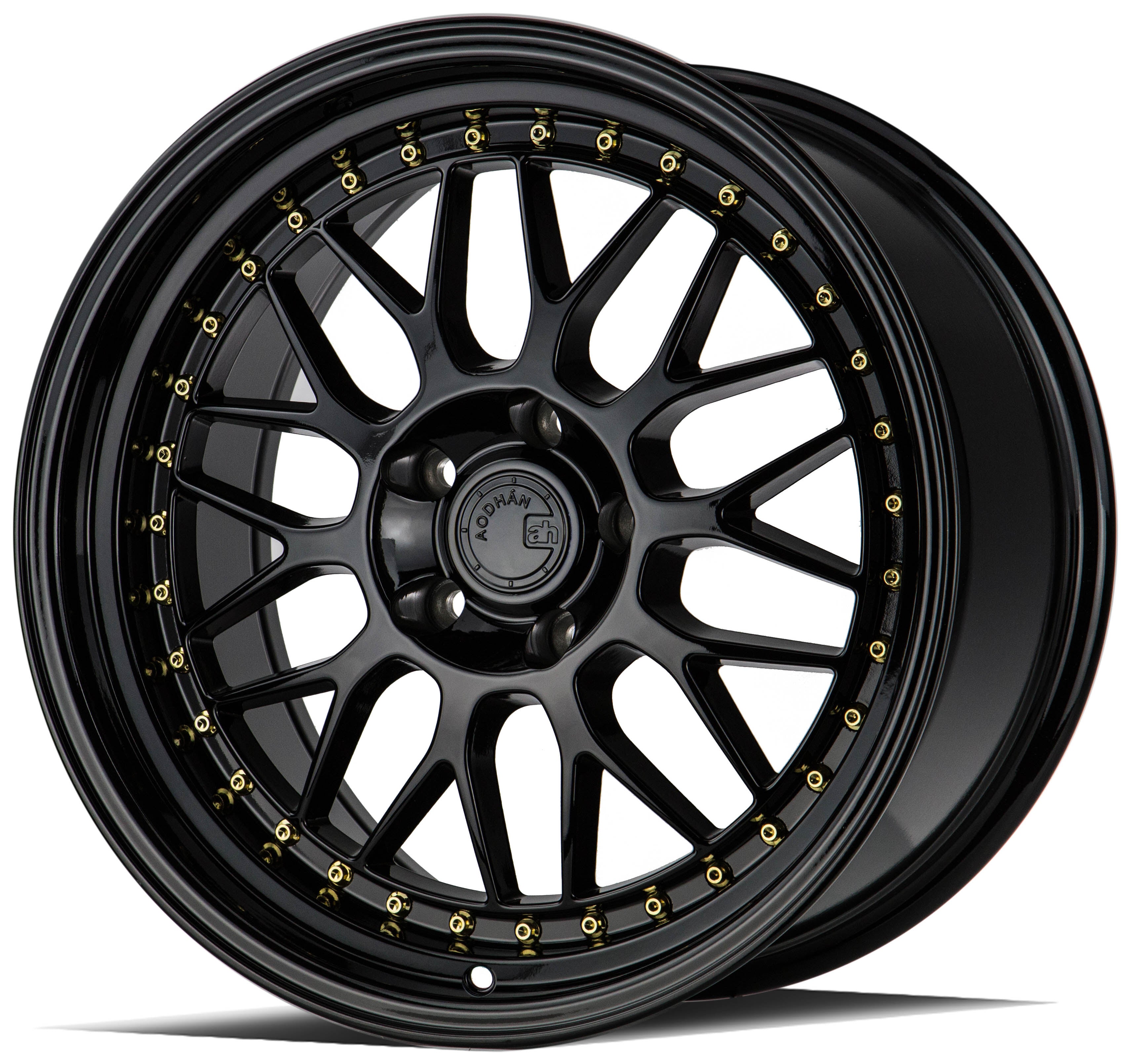 Stunning Aodhan AH02 Wheels - 19x8.5 Gloss Black with Gold Rivet, Grab Yours Now!