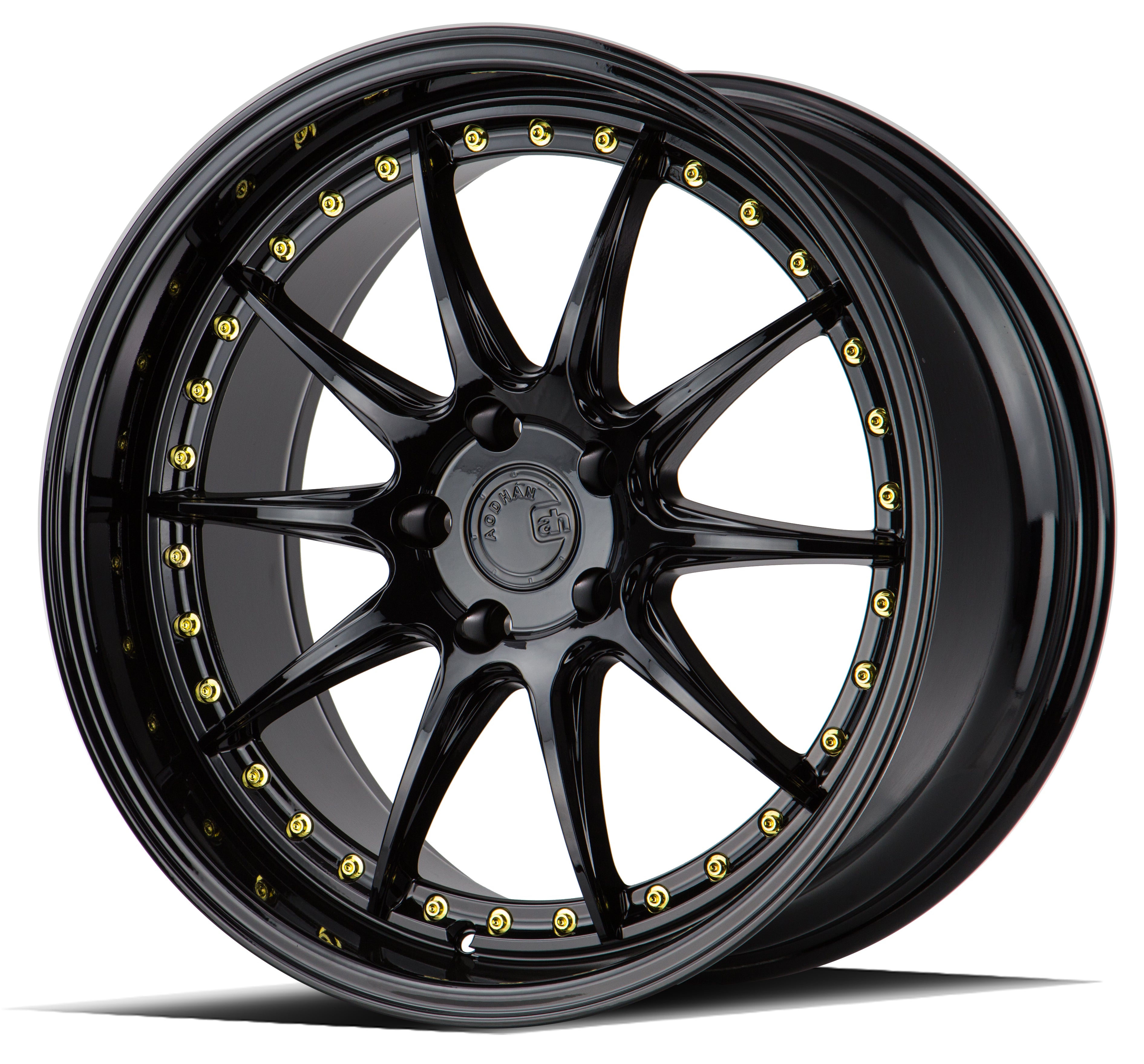 Stunning Aodhan DS07 Wheels - 19x9.5 Gloss Black with Gold Rivets, Grab Yours Now!