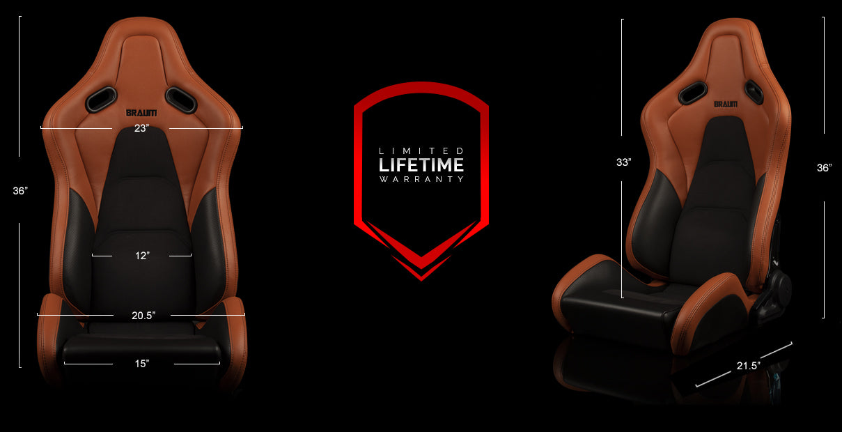 Braum Falcon - S Composite FRP Reclining Seats - British Tan with Black Stitching (Pair) - Luxury for Your Ride!