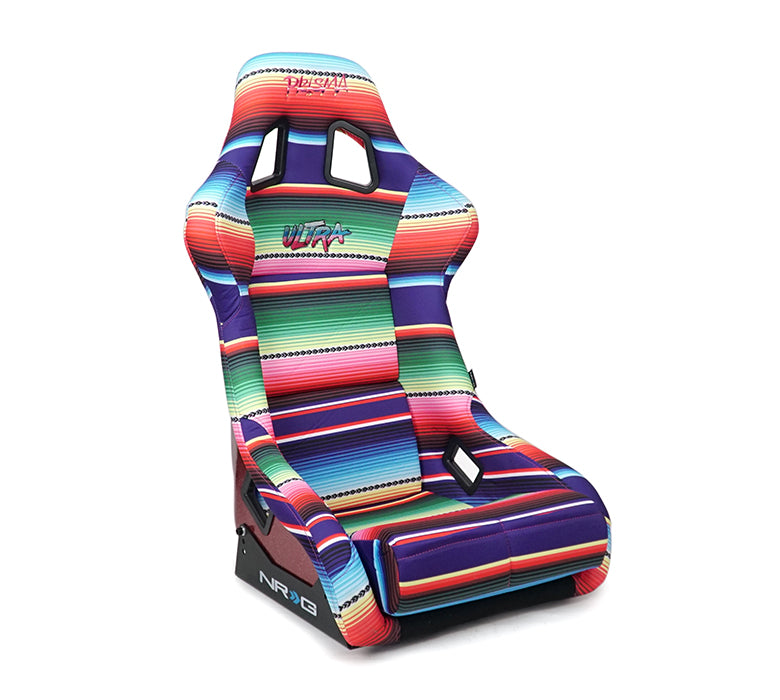 NRG FRP Prisma Bucket Seat - Mexicali Edition: Large Vegan Seat with Red Pearlized Back