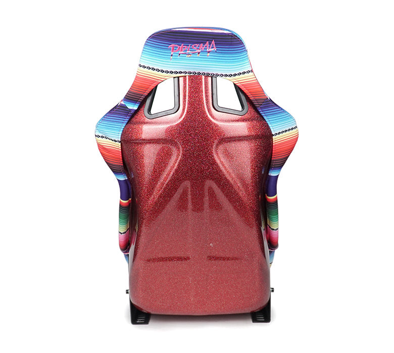 NRG FRP Prisma Bucket Seat - Mexicali Edition: Large Vegan Seat with Red Pearlized Back