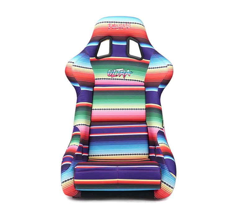 NRG FRP Prisma Bucket Seat - Mexicali Edition: Large Vegan Seat with Red Pearlized Back