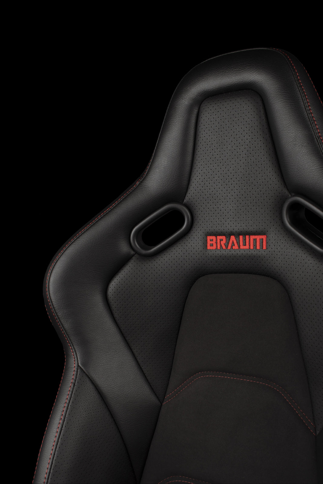 Braum Falcon-S Composite FRP Reclining Seats - Black with Red Stitching (Pair) - Enhance Your Ride Now!