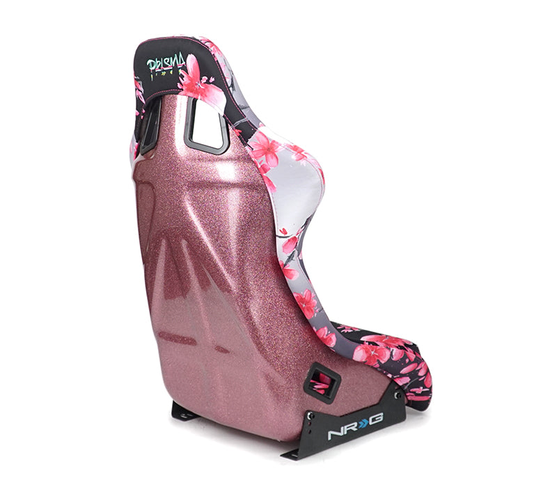 NRG FRP Bucket Seat PRISMA - SAKURA Edition: Large Vegan Seat with Pink Pearlized Back