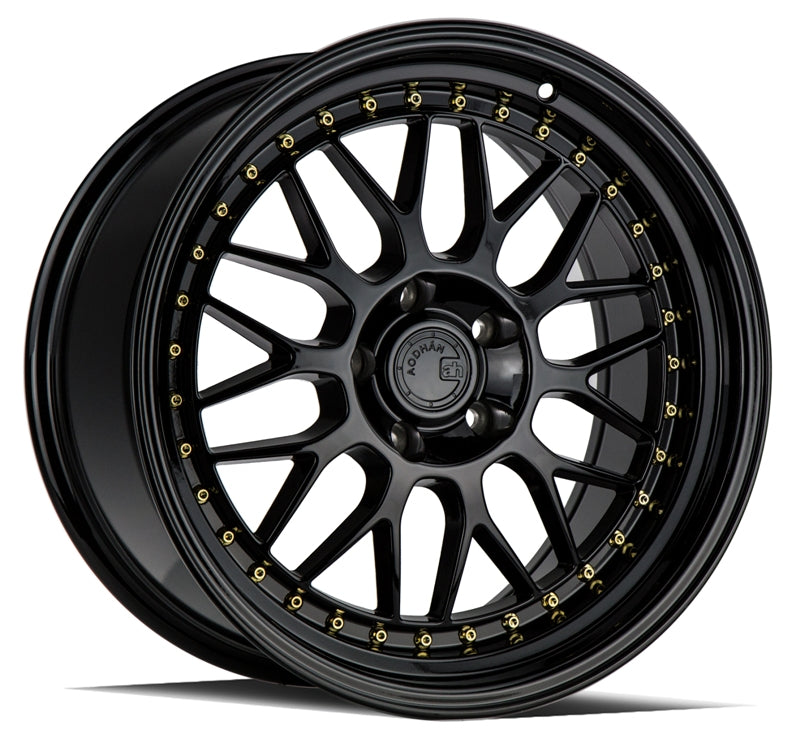Stunning Aodhan AH02 Wheels - 19x9.5 Gloss Black with Gold Rivet! 
