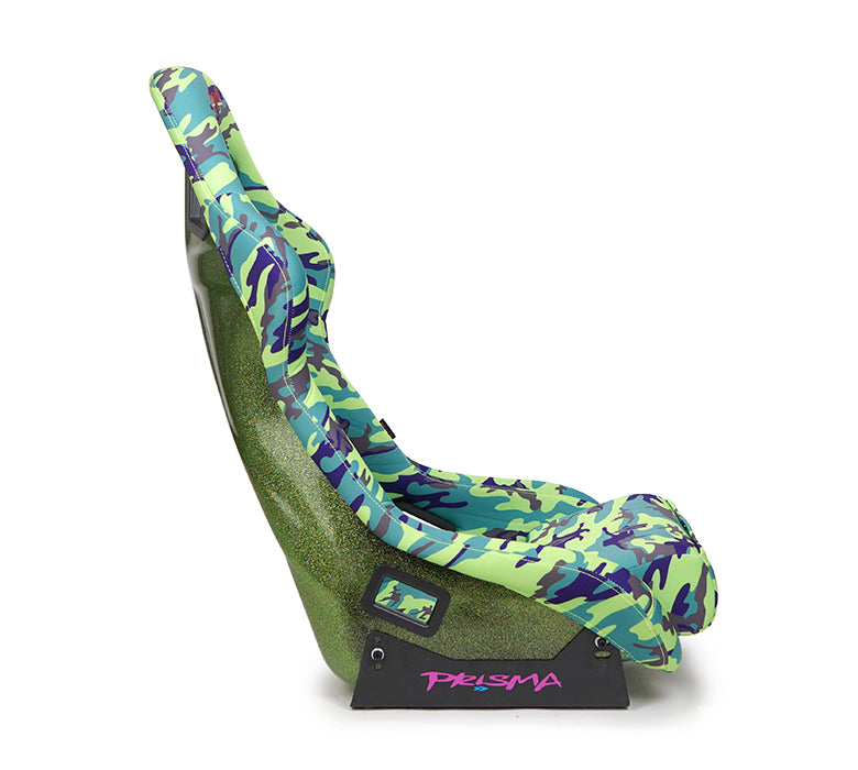 NRG FRP Prisma Bucket Seat - Green Camo Vegan Edition with Green Pearlized Back (Large)