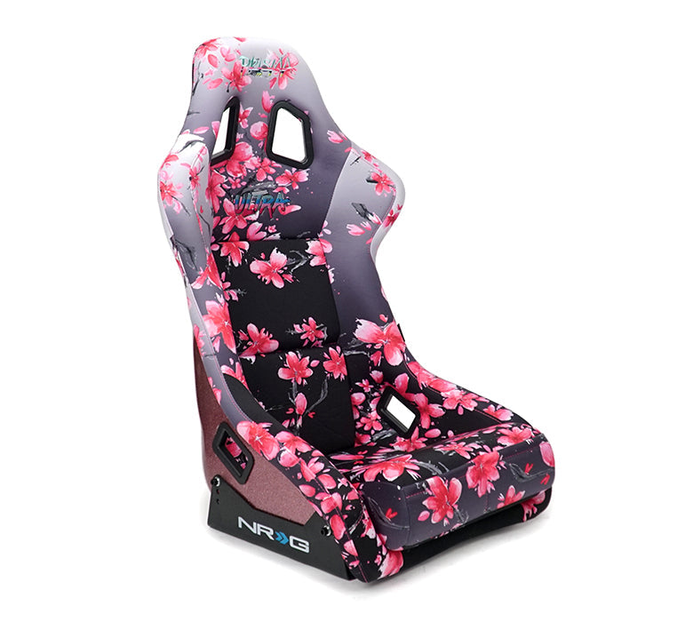 NRG FRP Bucket Seat PRISMA - SAKURA Edition: Large Vegan Seat with Pink Pearlized Back