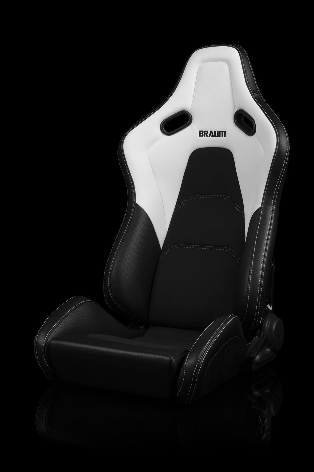 Braum Falcon-S Composite FRP Reclining Seats - White with Black Stitching (Pair) - Elevate Your Ride!