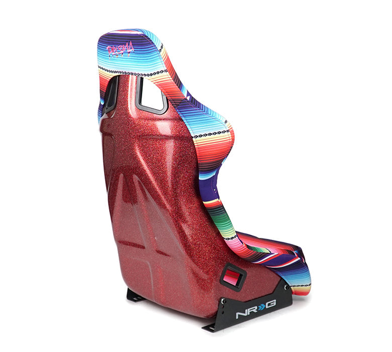 NRG FRP Prisma Bucket Seat - Mexicali Edition: Large Vegan Seat with Red Pearlized Back