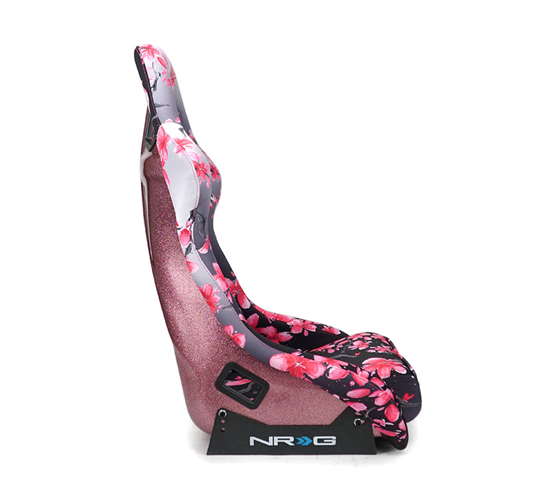 NRG FRP Bucket Seat PRISMA - SAKURA Edition: Large Vegan Seat with Pink Pearlized Back