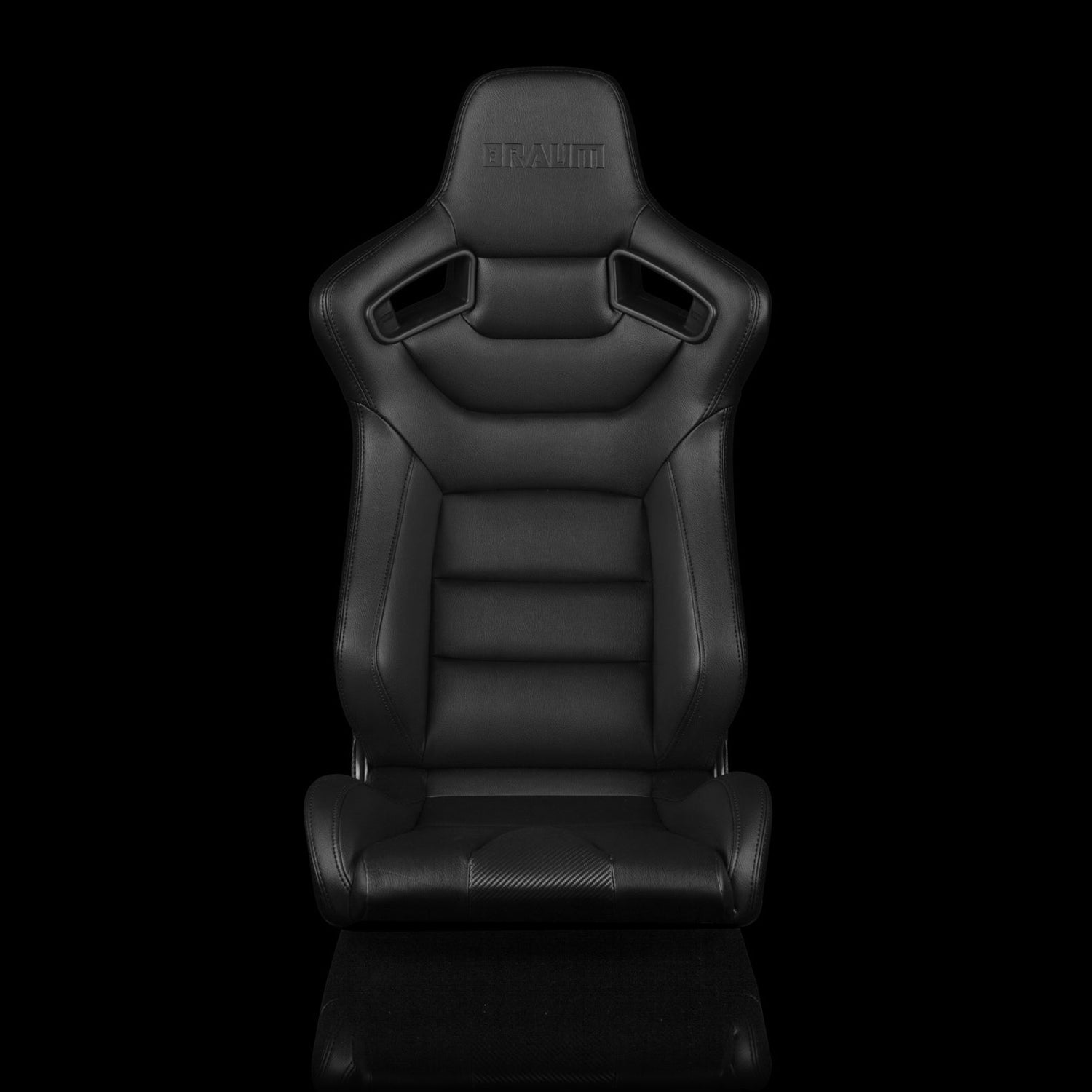 Braum Elite Series Fixed Back Sport Seat - Sleek Black Leatherette with Black Stitching (Each)